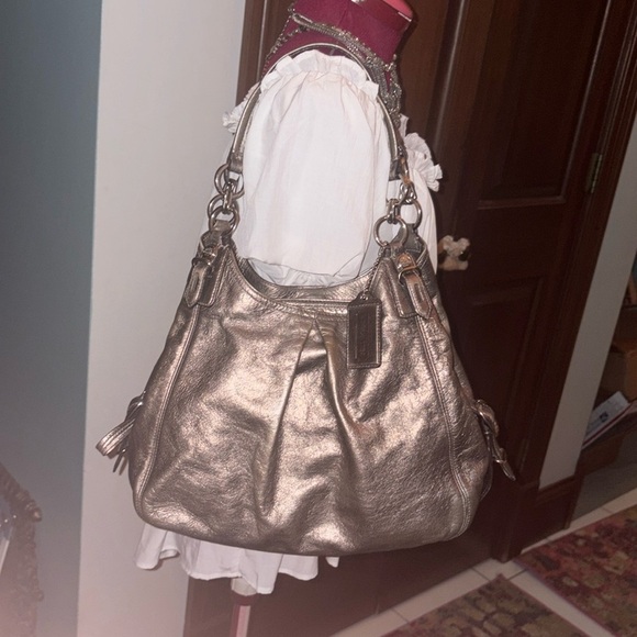 Coach Madison Maggie Mia shoulder bag  satchel  silver bronze metallic excellent - Picture 1 of 17